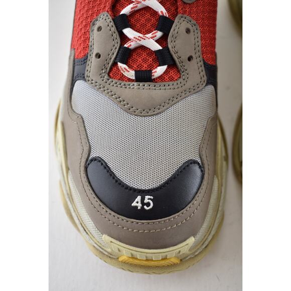 Balenciaga Triple S Sneakers Grey Red Blue 2018 Reissue Flat Platform 45 Mens 12 - Picture 8 of 13